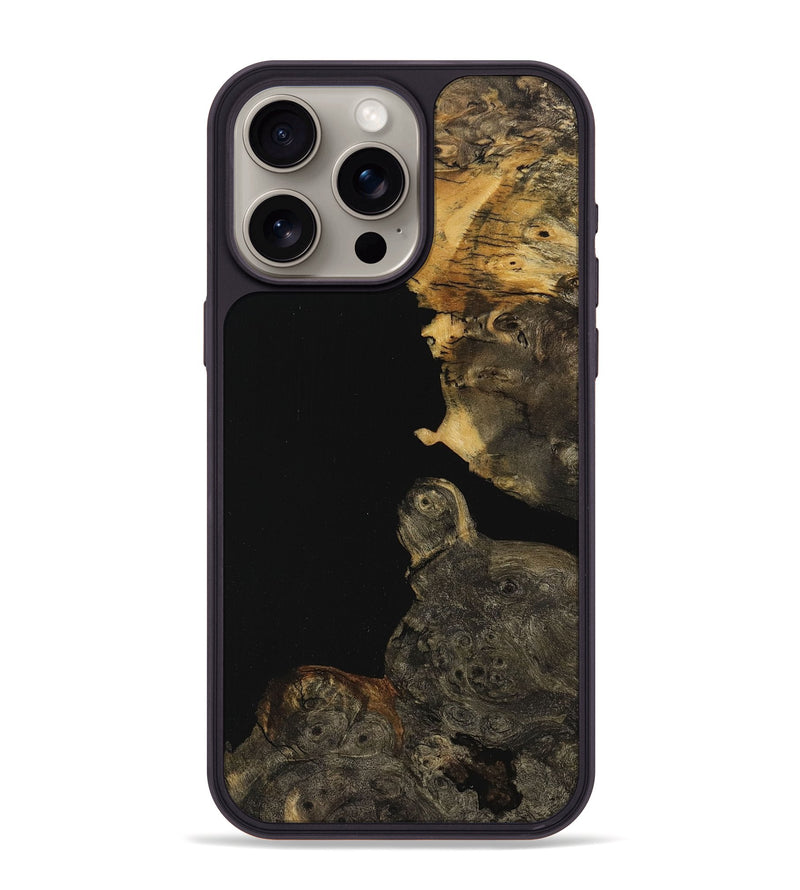 iPhone 15 Pro Max Wood+Resin Phone Case - Christie (Pure Black, 710841)