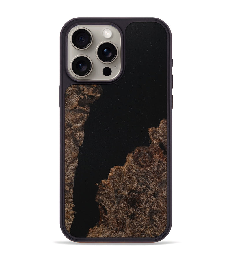 iPhone 15 Pro Max Wood+Resin Phone Case - Gianni (Pure Black, 710844)