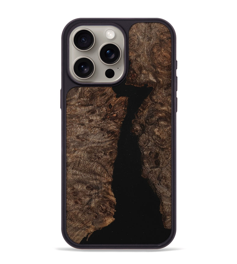 iPhone 15 Pro Max Wood+Resin Phone Case - Pamela (Pure Black, 710847)
