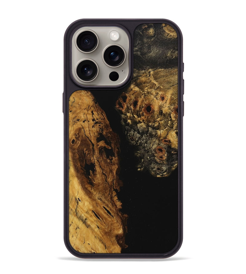 iPhone 15 Pro Max Wood+Resin Phone Case - Paul (Pure Black, 710849)