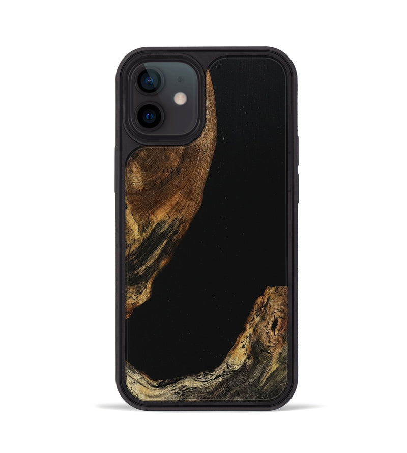 iPhone 12 Wood+Resin Phone Case - Sherlyn (Pure Black, 710851)