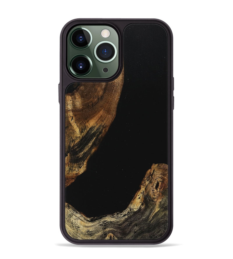 iPhone 13 Pro Max Wood+Resin Phone Case - Sherlyn (Pure Black, 710851)