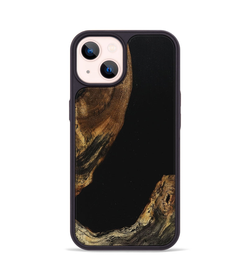 iPhone 14 Wood+Resin Phone Case - Sherlyn (Pure Black, 710851)