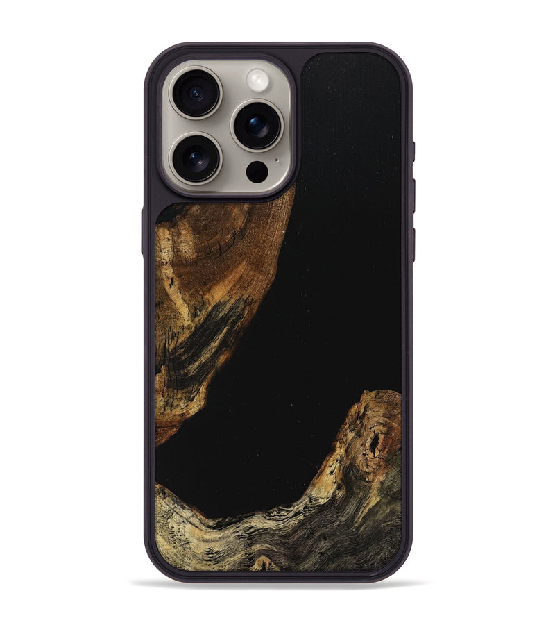 iPhone 15 Pro Max Wood+Resin Phone Case - Sherlyn (Pure Black, 710851)