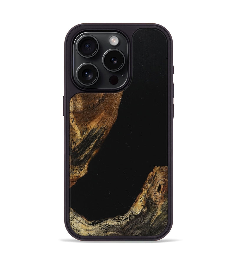 iPhone 15 Pro Wood+Resin Phone Case - Sherlyn (Pure Black, 710851)