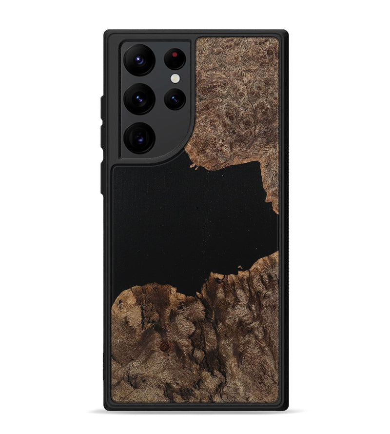 Galaxy S22 Ultra Wood+Resin Phone Case - Tamara (Pure Black, 710855)