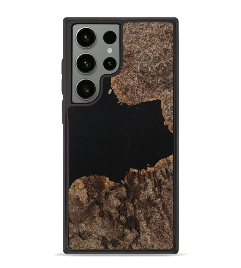 Galaxy S23 Ultra Wood+Resin Phone Case - Tamara (Pure Black, 710855)