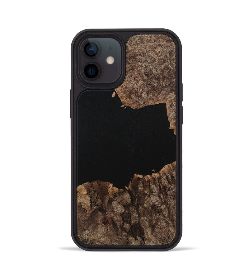 iPhone 12 Wood+Resin Phone Case - Tamara (Pure Black, 710855)