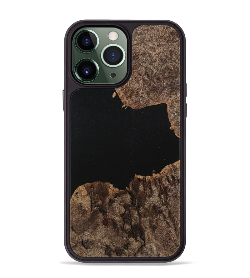 iPhone 13 Pro Max Wood+Resin Phone Case - Tamara (Pure Black, 710855)