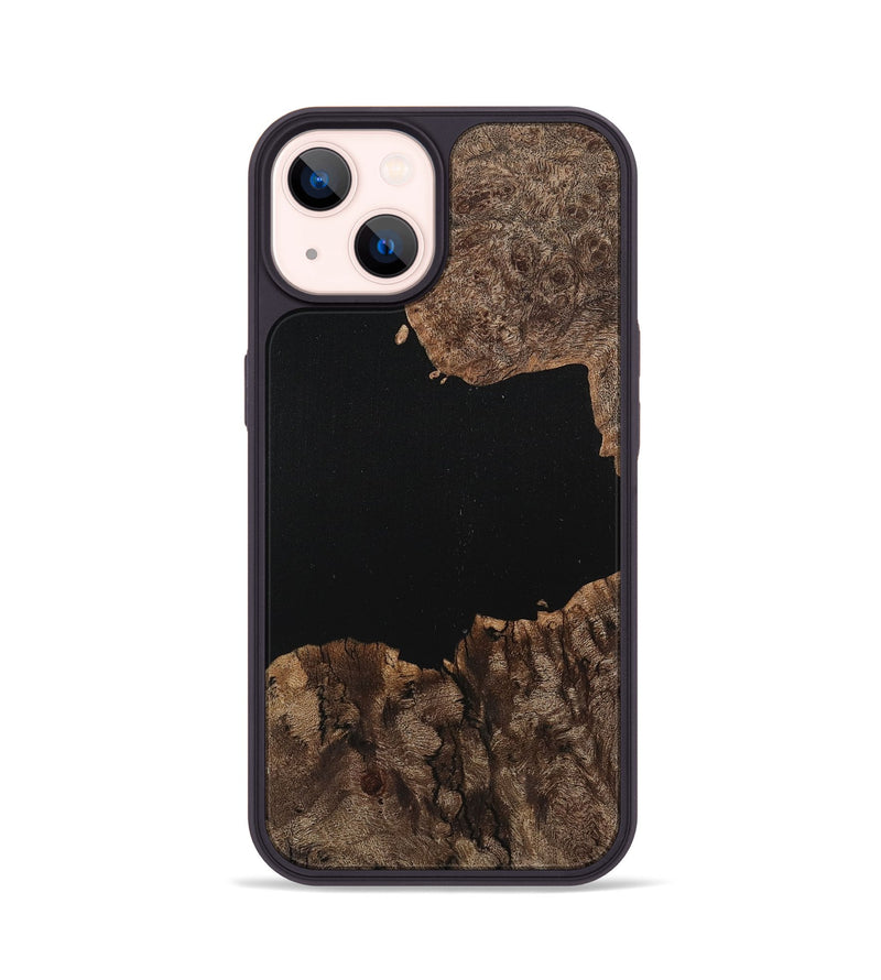 iPhone 14 Wood+Resin Phone Case - Tamara (Pure Black, 710855)