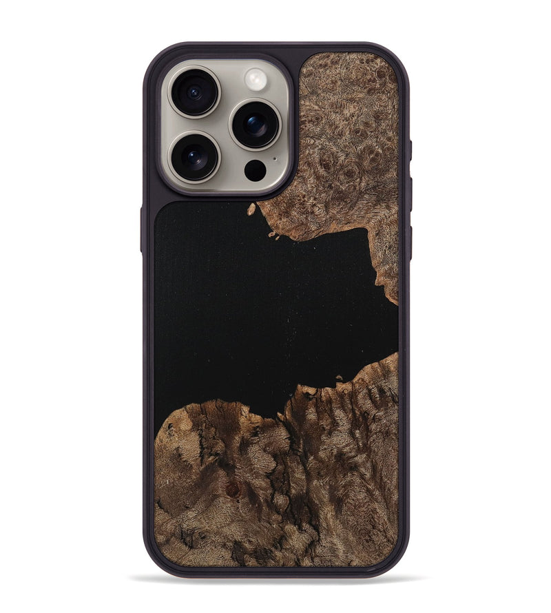 iPhone 15 Pro Max Wood+Resin Phone Case - Tamara (Pure Black, 710855)