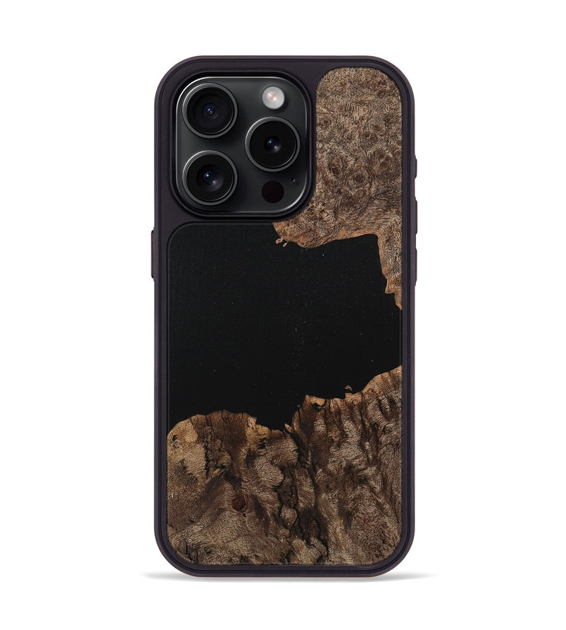 iPhone 15 Pro Wood+Resin Phone Case - Tamara (Pure Black, 710855)