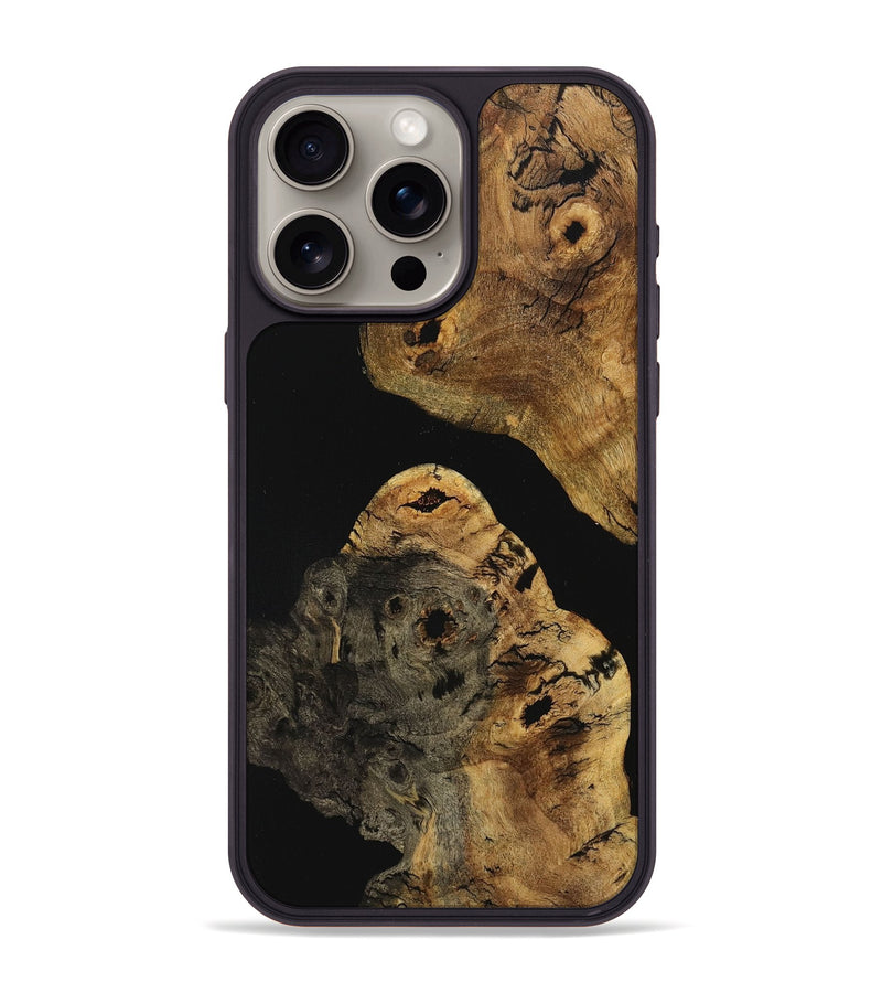 iPhone 15 Pro Max Wood+Resin Phone Case - Candice (Pure Black, 710856)