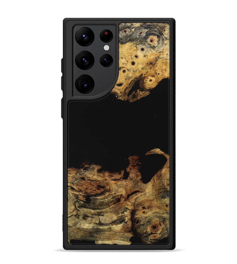 Galaxy S22 Ultra Wood+Resin Phone Case - Emilee (Pure Black, 710857)