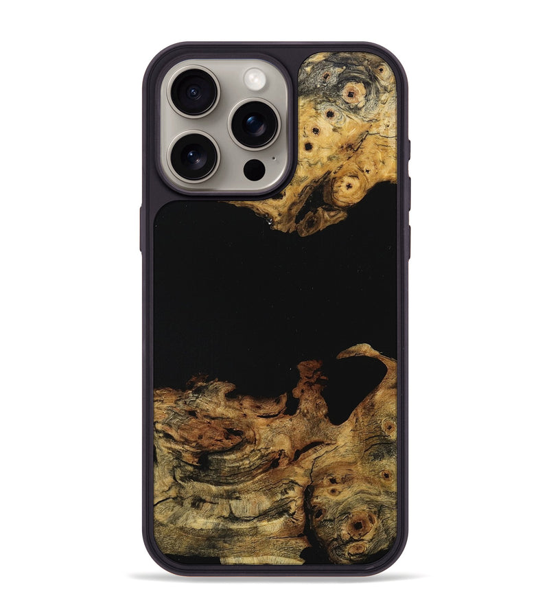 iPhone 15 Pro Max Wood+Resin Phone Case - Emilee (Pure Black, 710857)
