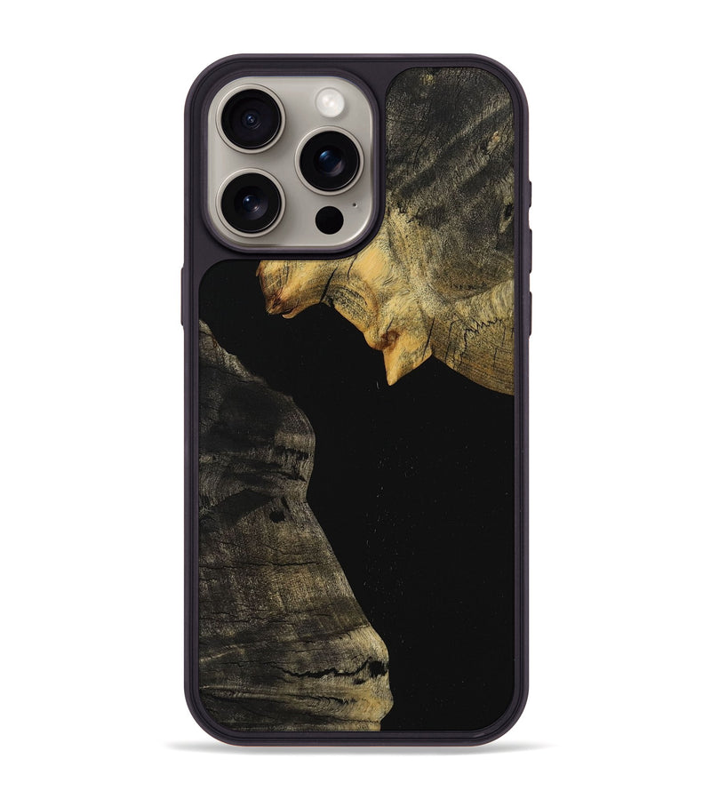 iPhone 15 Pro Max Wood+Resin Phone Case - Debra (Pure Black, 710858)