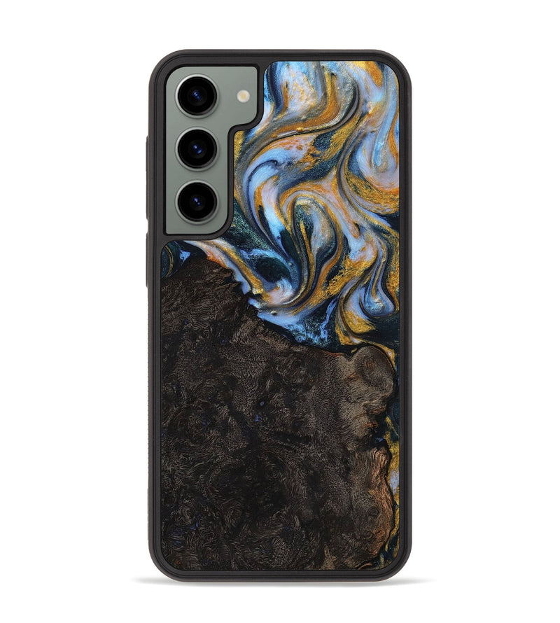 Galaxy S23 Plus Wood+Resin Phone Case - Trey (Teal & Gold, 710869)