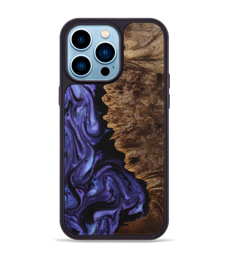 iPhone 14 Pro Max Wood+Resin Phone Case - Marvin (Purple, 710895)