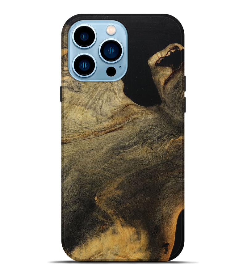 iPhone 14 Pro Max Wood+Resin Live Edge Phone Case - Maurice (Pure Black, 710985)