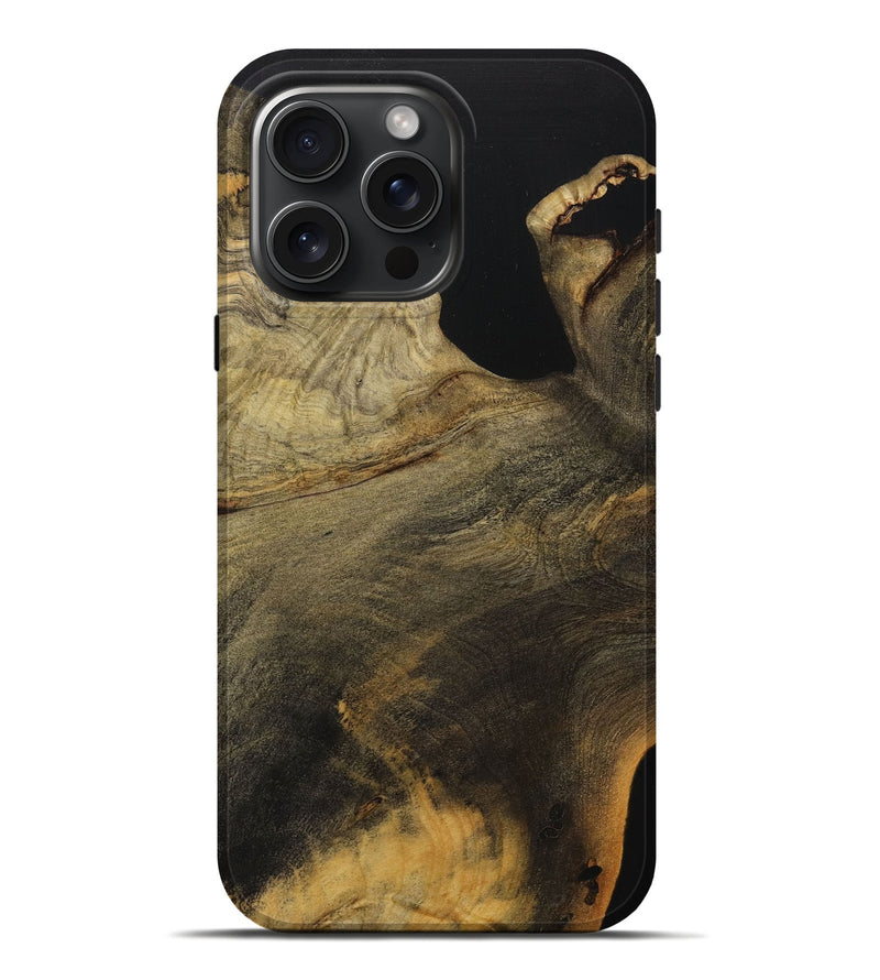 iPhone 16 Pro Max Wood+Resin Live Edge Phone Case - Maurice (Pure Black, 710985)