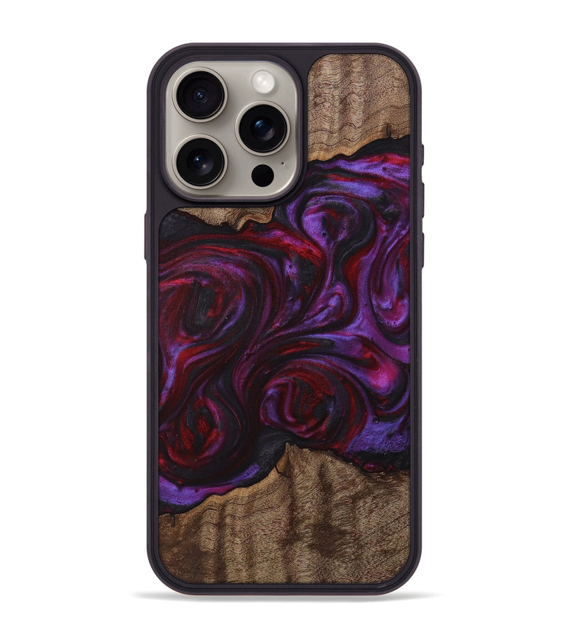 iPhone 15 Pro Max Wood+Resin Phone Case - Bianca (Red, 711019)