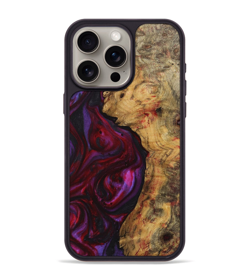 iPhone 15 Pro Max Wood+Resin Phone Case - Johnnie (Red, 711025)