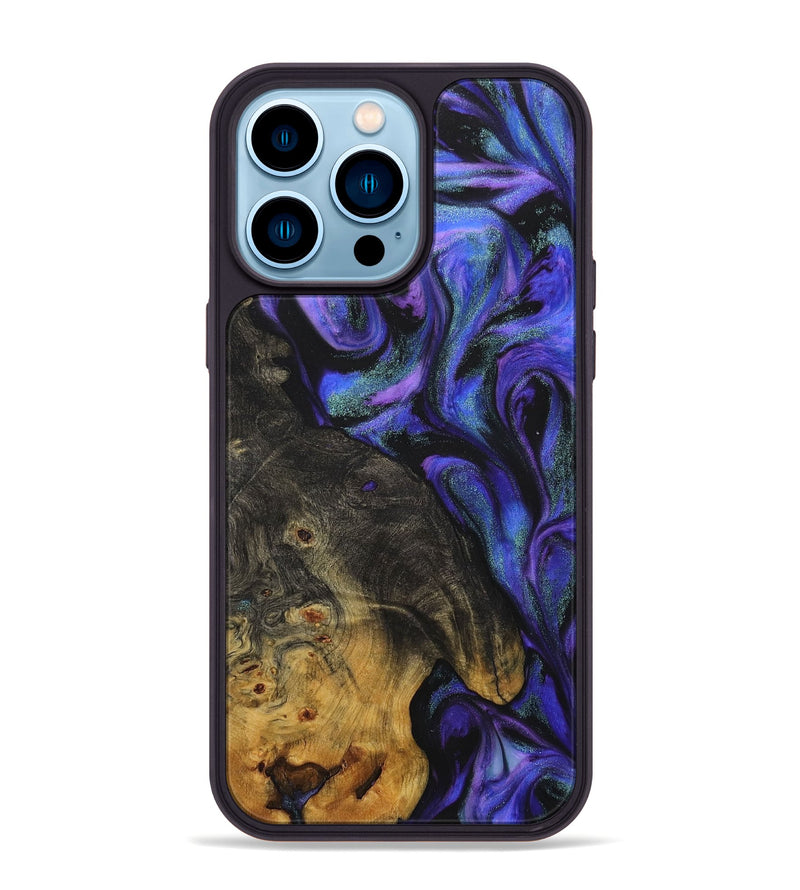 iPhone 14 Pro Max Wood+Resin Phone Case - Frank (Purple, 711042)