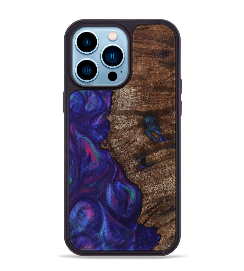 iPhone 14 Pro Max Wood+Resin Phone Case - Sasha (Purple, 711045)