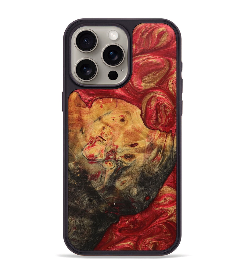 iPhone 15 Pro Max Wood+Resin Phone Case - Jacob (Red, 711113)