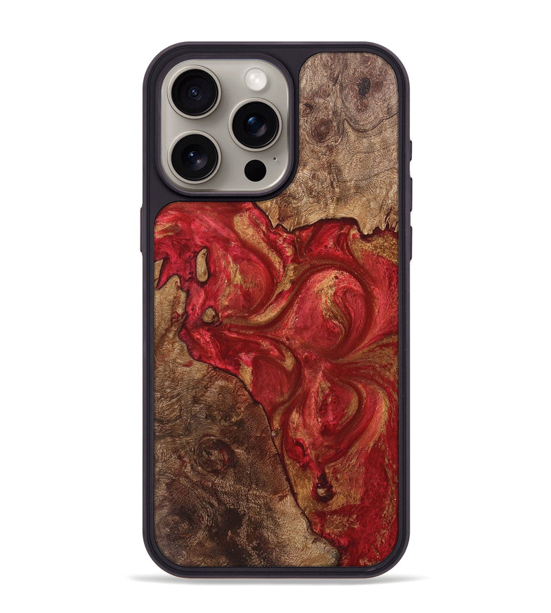 iPhone 15 Pro Max Wood+Resin Phone Case - Cody (Red, 711115)