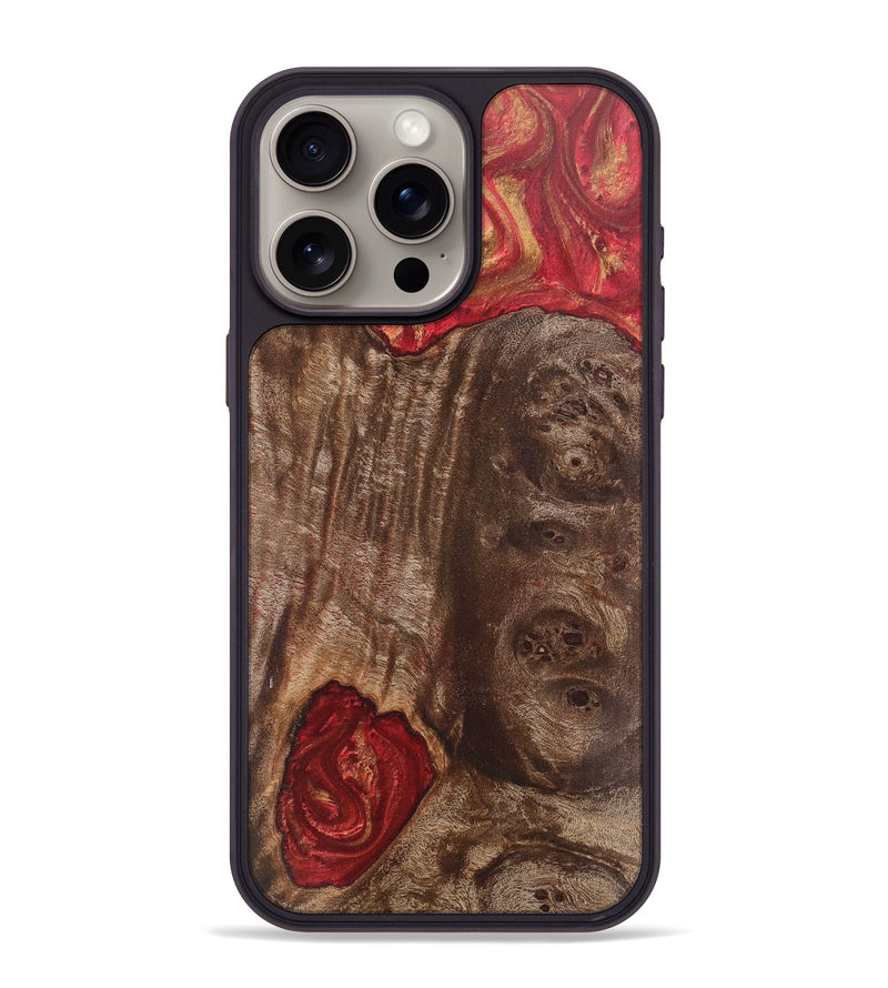 iPhone 15 Pro Max Wood+Resin Phone Case - Jaiden (Red, 711117)