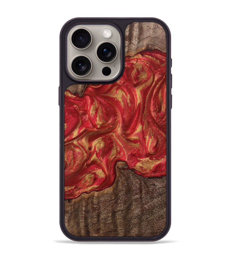 iPhone 15 Pro Max Wood+Resin Phone Case - Luther (Red, 711119)