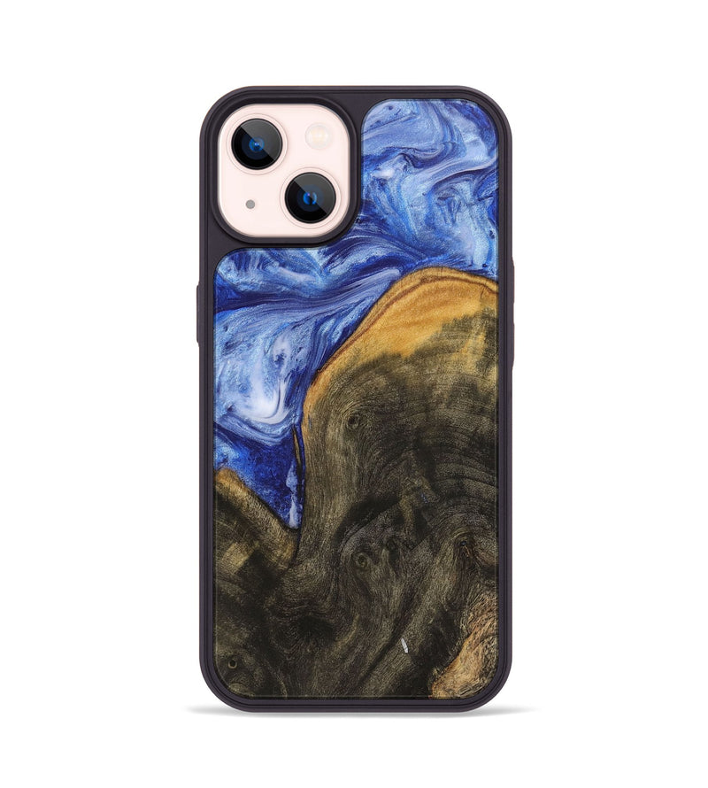 iPhone 14 Wood+Resin Phone Case - Matthew (Blue, 711148)