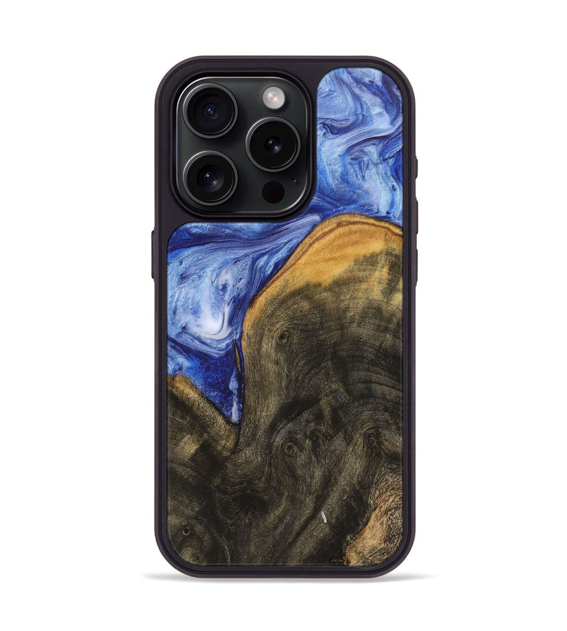 iPhone 15 Pro Wood+Resin Phone Case - Matthew (Blue, 711148)