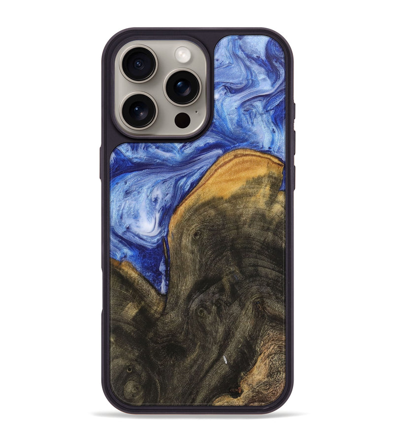 iPhone 16 Pro Max Wood+Resin Phone Case - Matthew (Blue, 711148)