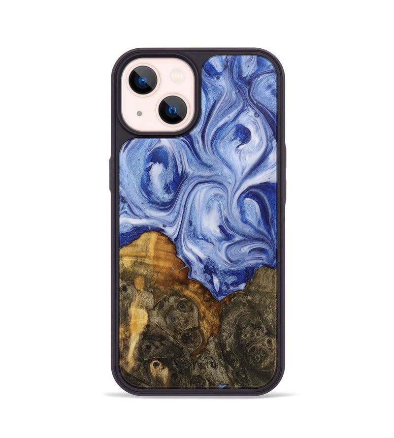 iPhone 14 Wood+Resin Phone Case - Rudy (Blue, 711156)