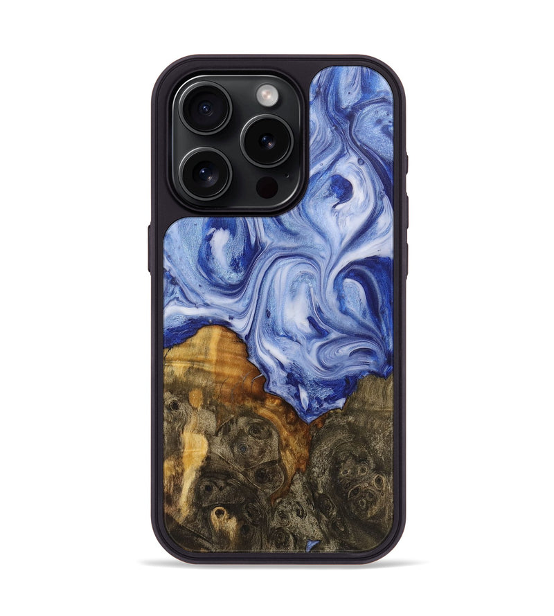 iPhone 15 Pro Wood+Resin Phone Case - Rudy (Blue, 711156)