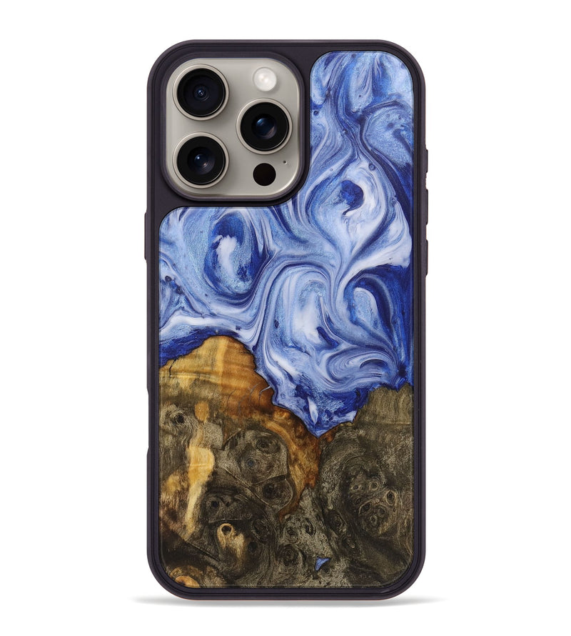 iPhone 16 Pro Max Wood+Resin Phone Case - Rudy (Blue, 711156)