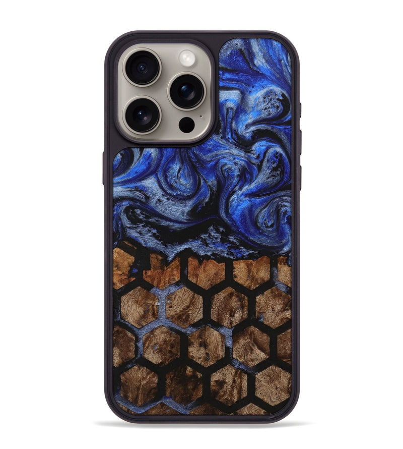 iPhone 15 Pro Max Wood+Resin Phone Case - Dahlia (Pattern, 711387)