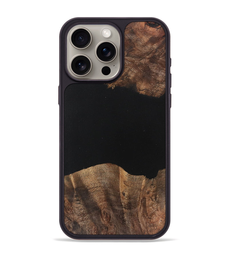 iPhone 15 Pro Max Wood+Resin Phone Case - Emery (Pure Black, 711401)