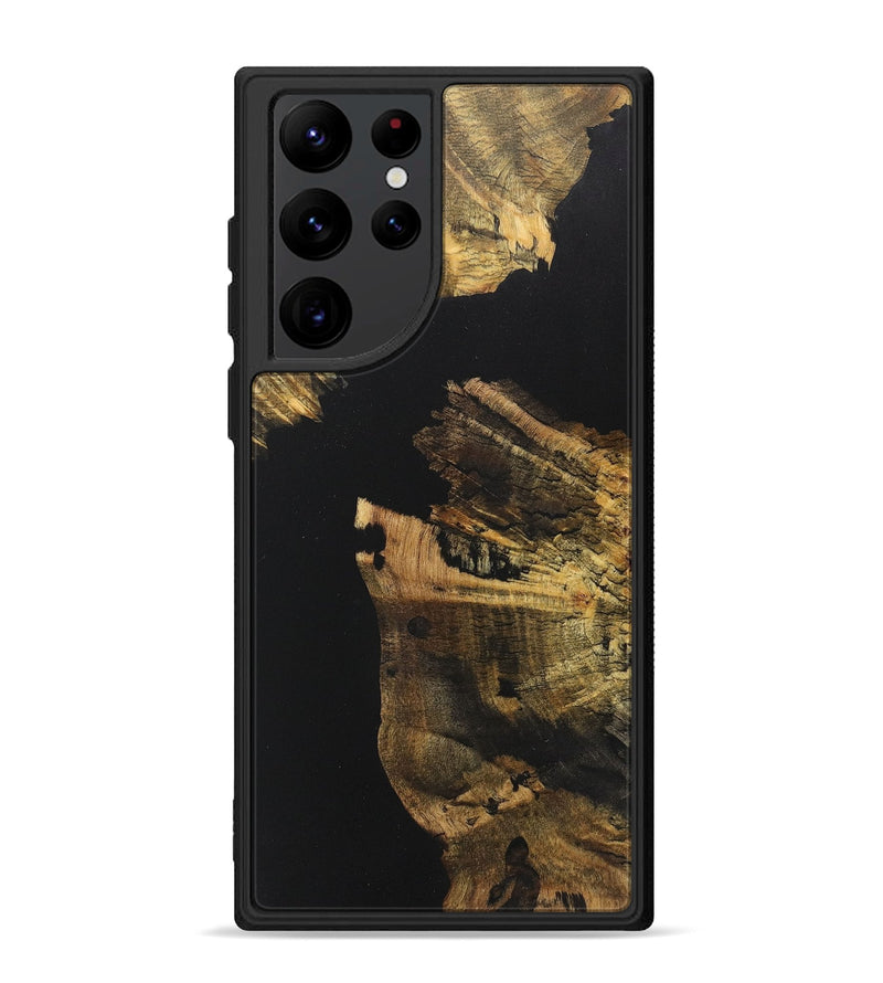 Galaxy S22 Ultra Wood+Resin Phone Case - Danica (Pure Black, 711406)