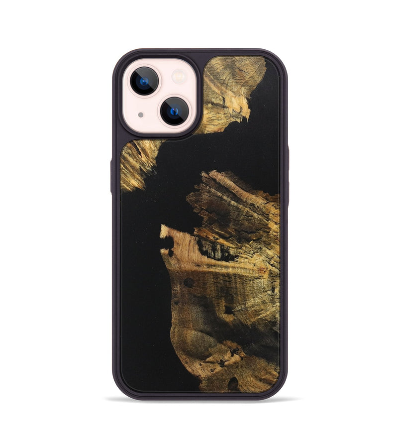 iPhone 14 Wood+Resin Phone Case - Danica (Pure Black, 711406)