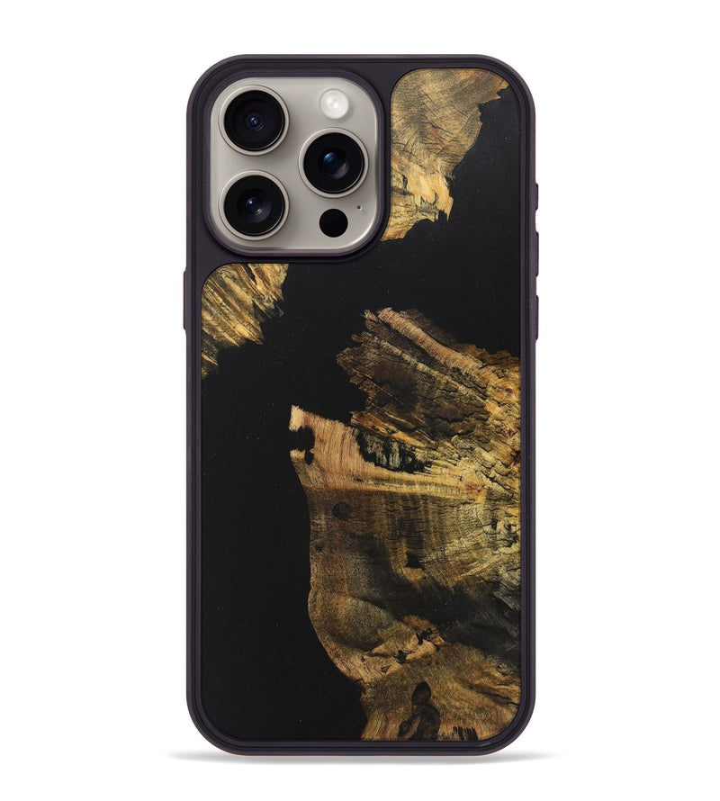 iPhone 15 Pro Max Wood+Resin Phone Case - Danica (Pure Black, 711406)