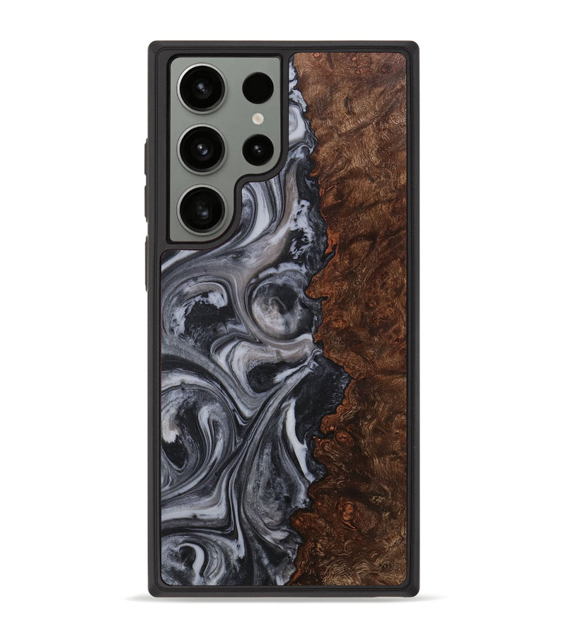 Galaxy S23 Ultra Wood+Resin Phone Case - Lynn (Black & White, 711601)