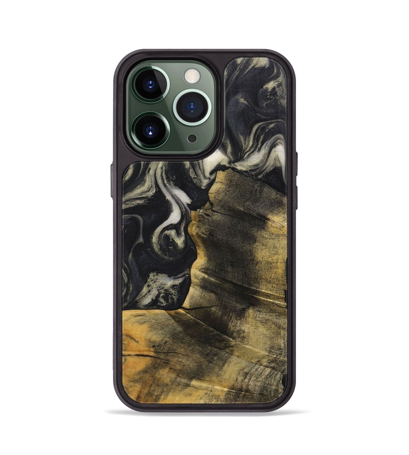 iPhone 13 Pro Wood+Resin Phone Case - Sherry (Black & White, 711607)