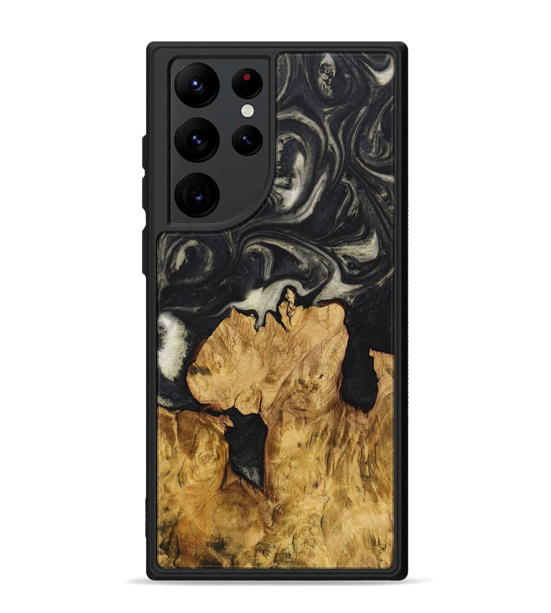 Galaxy S22 Ultra Wood+Resin Phone Case - Emery (Black & White, 711608)