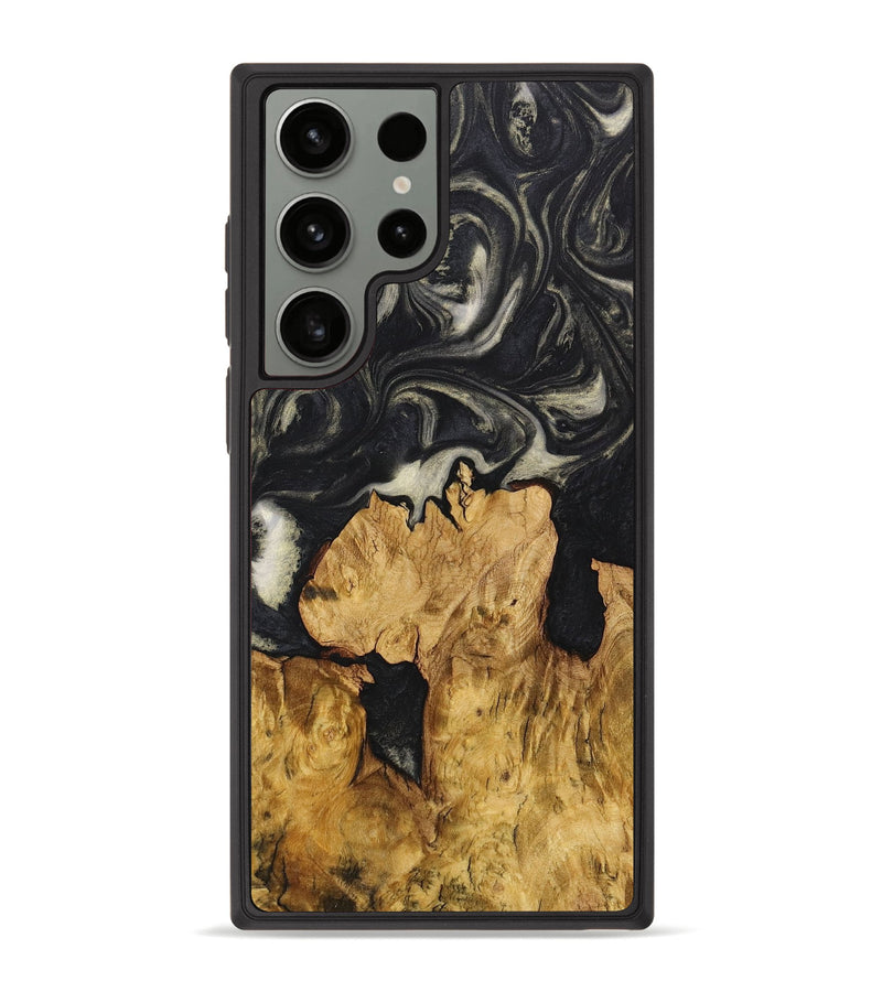 Galaxy S23 Ultra Wood+Resin Phone Case - Emery (Black & White, 711608)