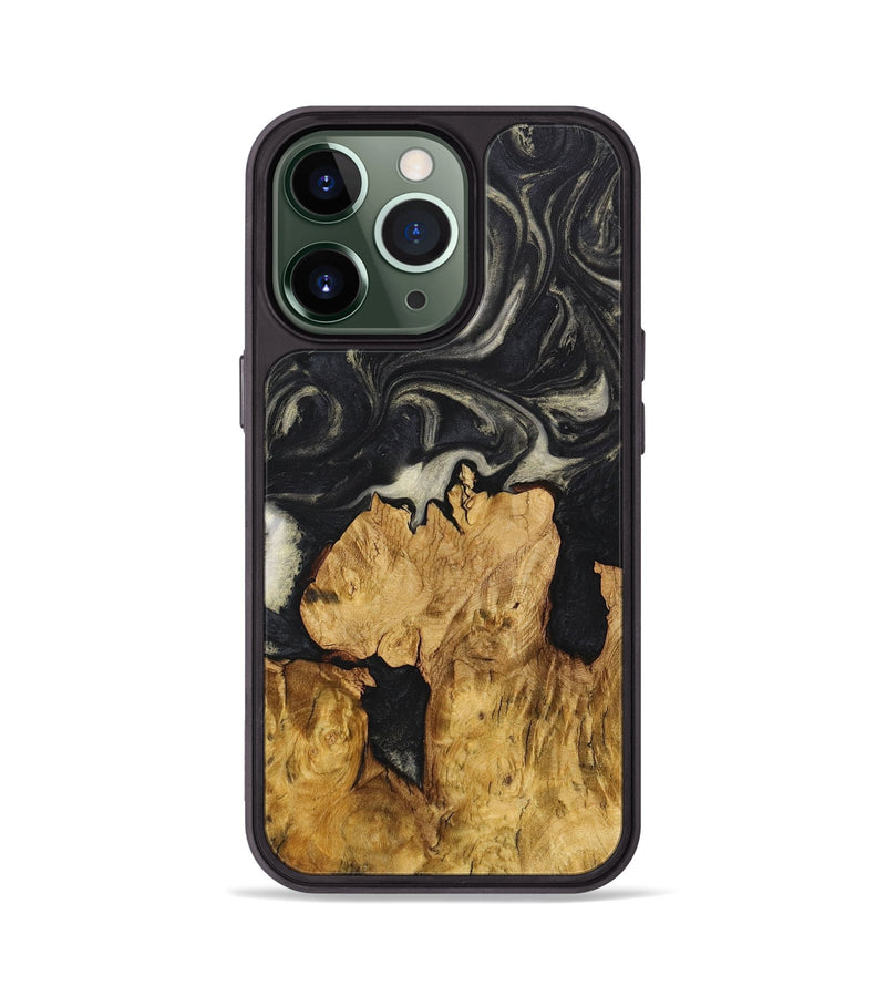 iPhone 13 Pro Wood+Resin Phone Case - Emery (Black & White, 711608)