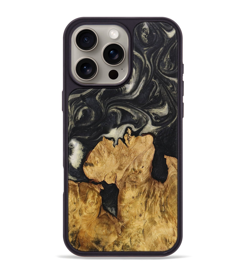 iPhone 16 Pro Max Wood+Resin Phone Case - Emery (Black & White, 711608)