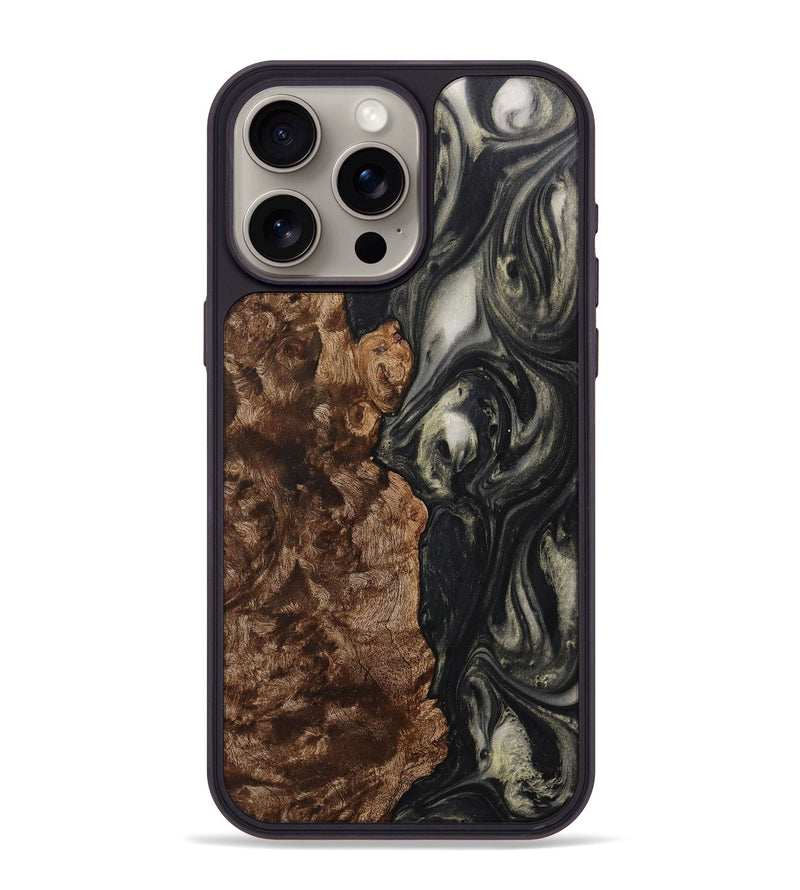 iPhone 15 Pro Max Wood+Resin Phone Case - Chandler (Black & White, 711614)